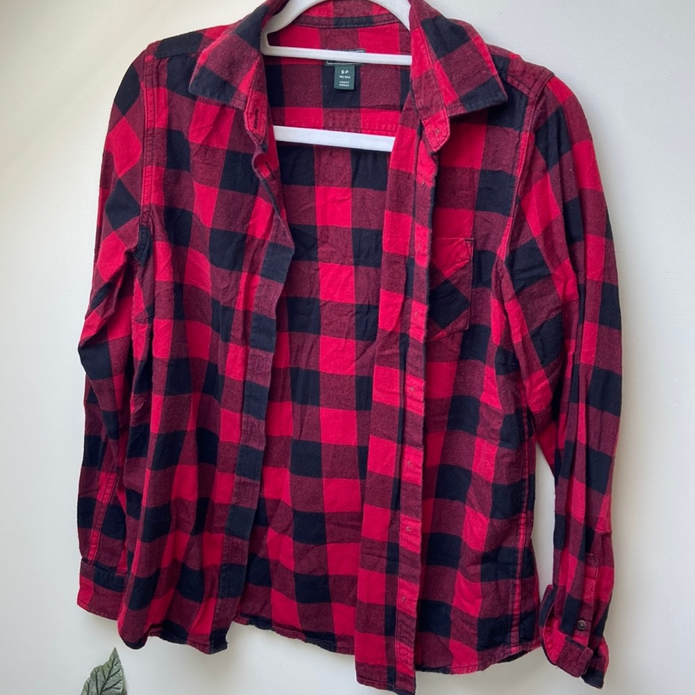 Roots Red and Black Buffalo Plaid Button-Down Shirt